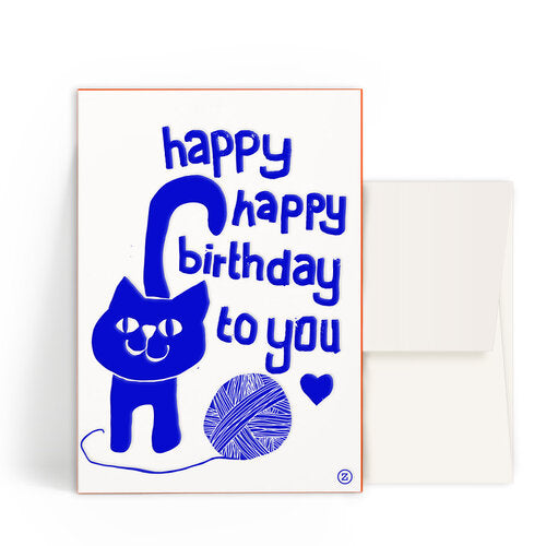 Letterpress Gestalten Karte Happy Birthday To You Cat