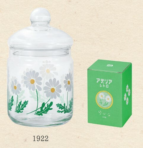 Aderia Retro Glas Mit Deckel Wild Flower White Green 680 ml