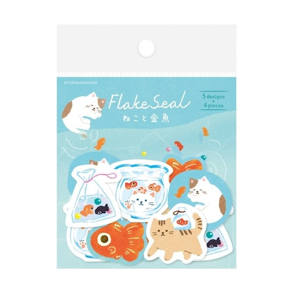Furukawa Shiko Sticker Set Cat And Goldfish Glass