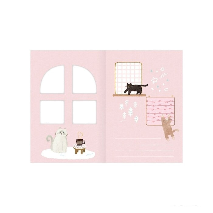 Furukawa Shiko Klappkarte mit Fenster Glitter Gift Cats