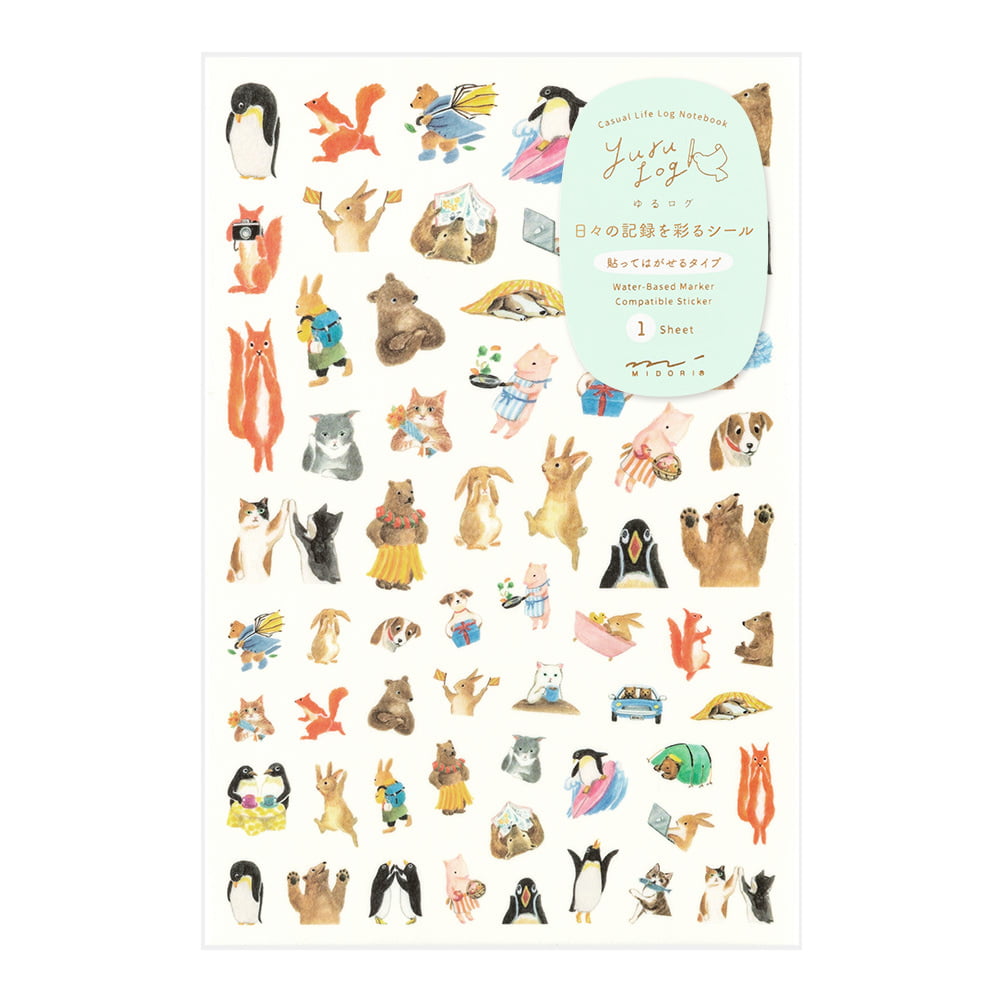 Midori Sticker Set Yuru Log Animals