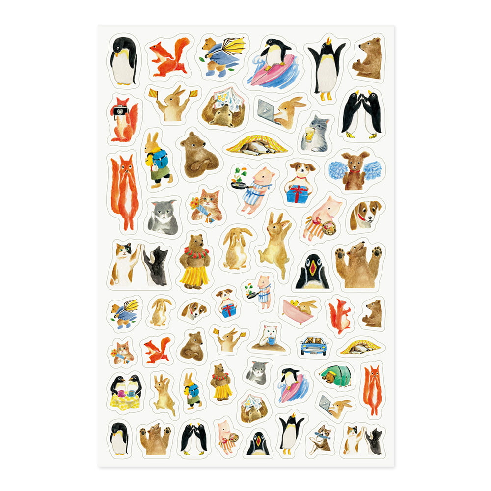 Midori Sticker Set Yuru Log Animals