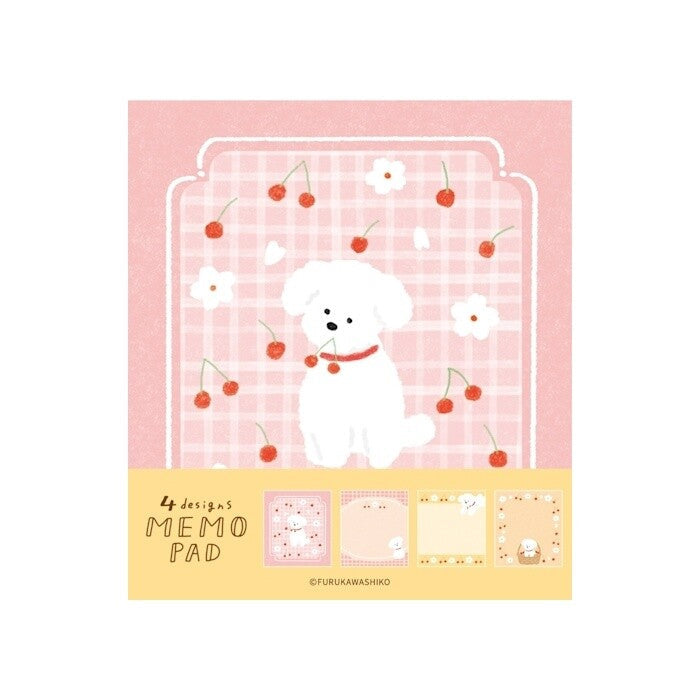 Furukawa Shiko Notizblock Memo Pad 4 Designs Cherry Blossom Dog