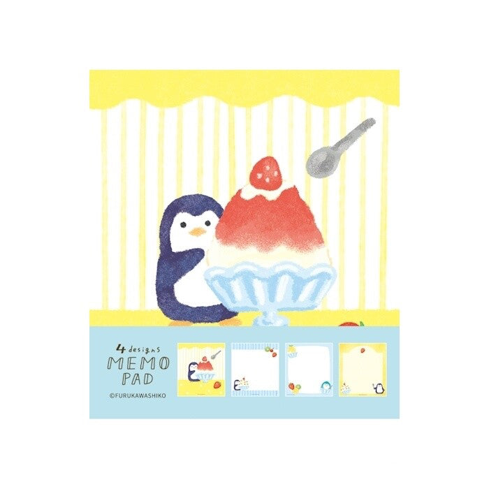 Furukawa Shiko Notizblock Memo Pad 4 Designs Penguin and Shaved Ice