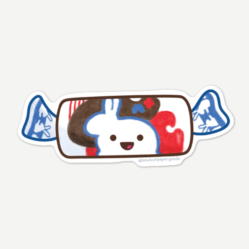 Bowl Cut Paper Goods Sticker White Rabbit Candy