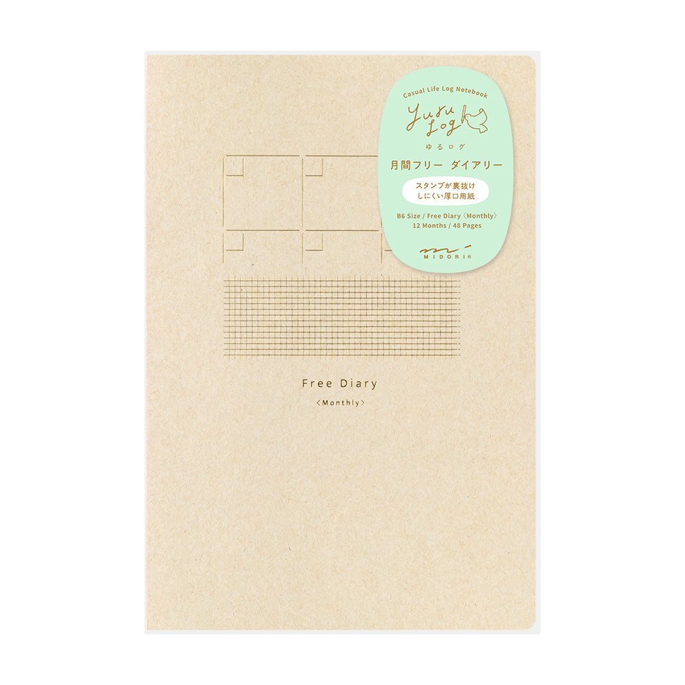 Midori Notizbuch Yuru Log Free Diary Monthly Grid B6