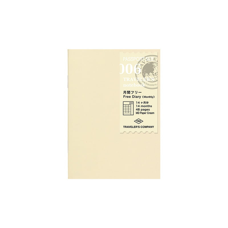 Traveler's Notebook TRC 006. Free Diary Refill (Monthly) PP Size
