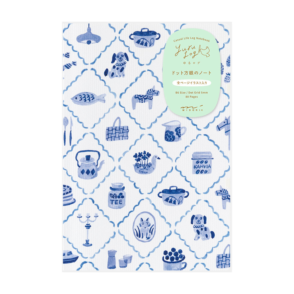 Midori Notizbuch Yuru Log Blue Nordic Dot Grid B6