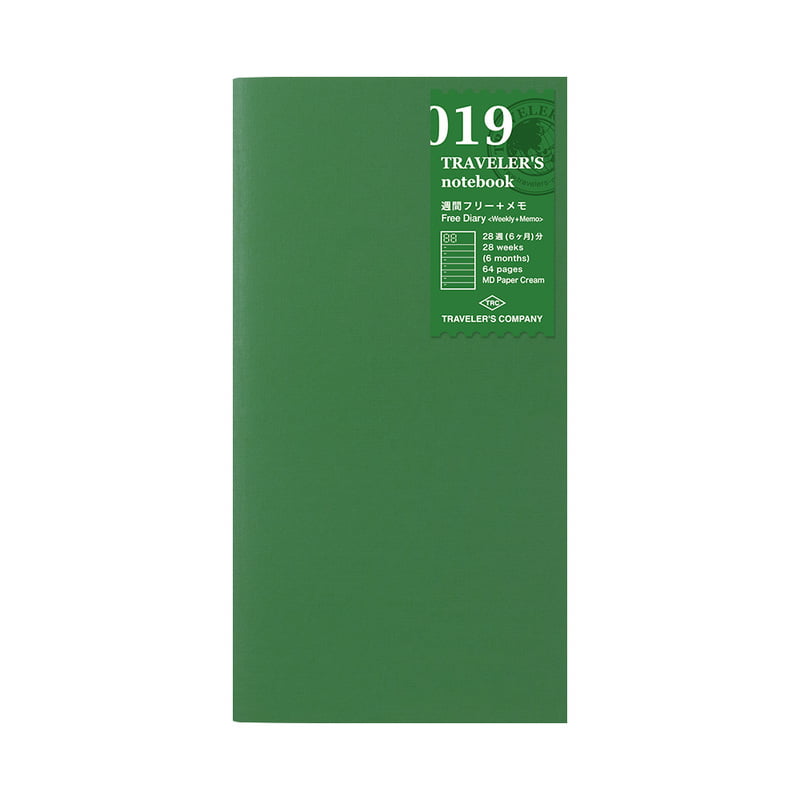 Traveler's Notebook TRC 019. Free Diary Refill (Weekly + memo)