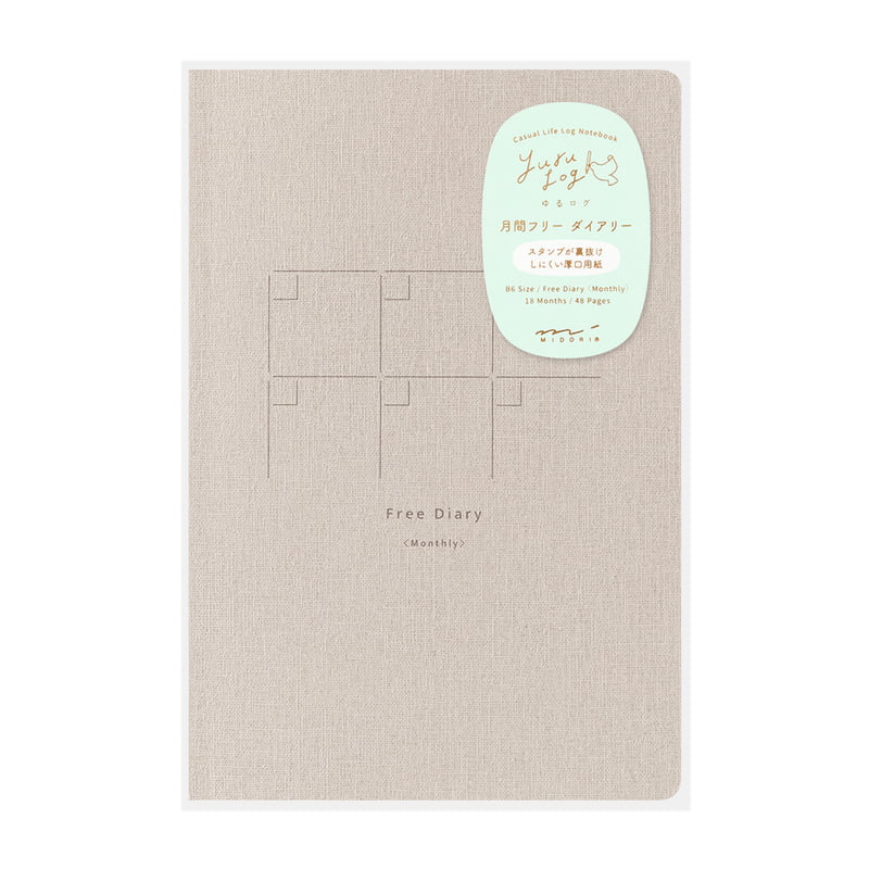 Midori Notizbuch Yuru Log Free Diary Monthly Grid B6