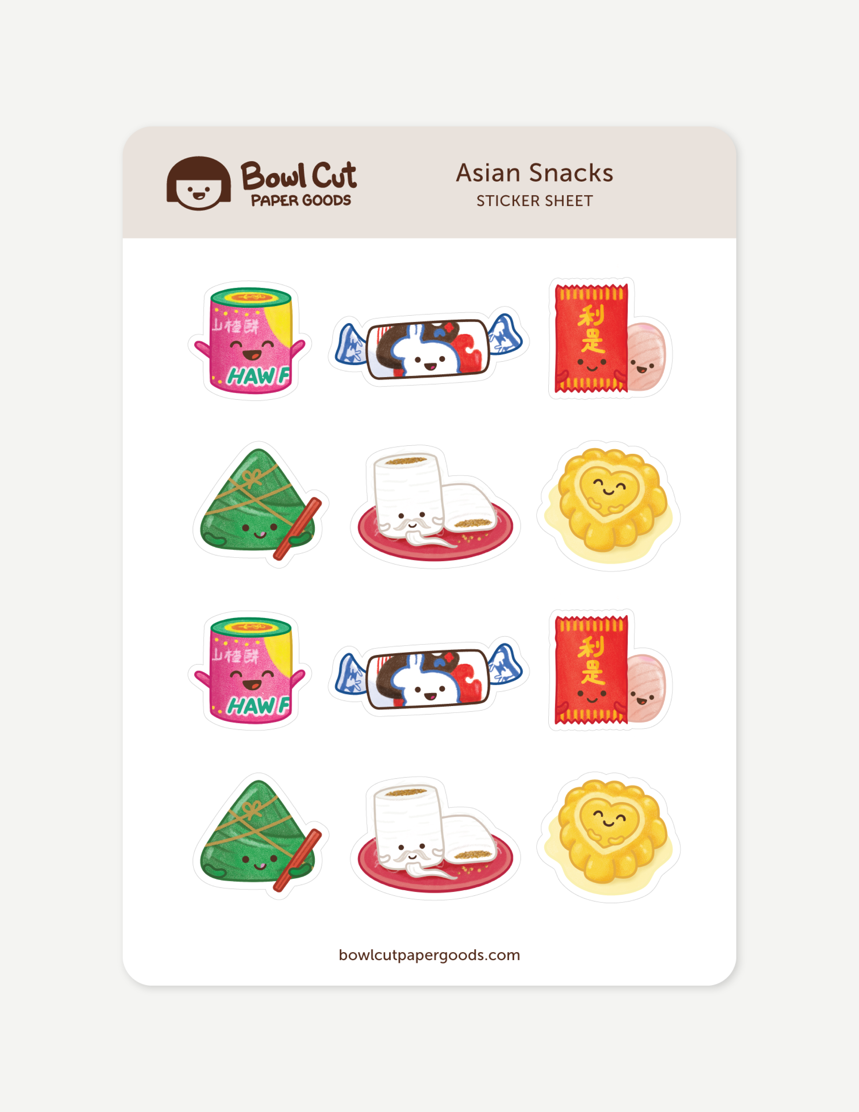 Bowl Cut Paper Goods Sticker Set Chinese Sweets