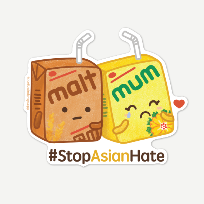 Bowl Cut Paper Goods Sticker Stop Asian Hate