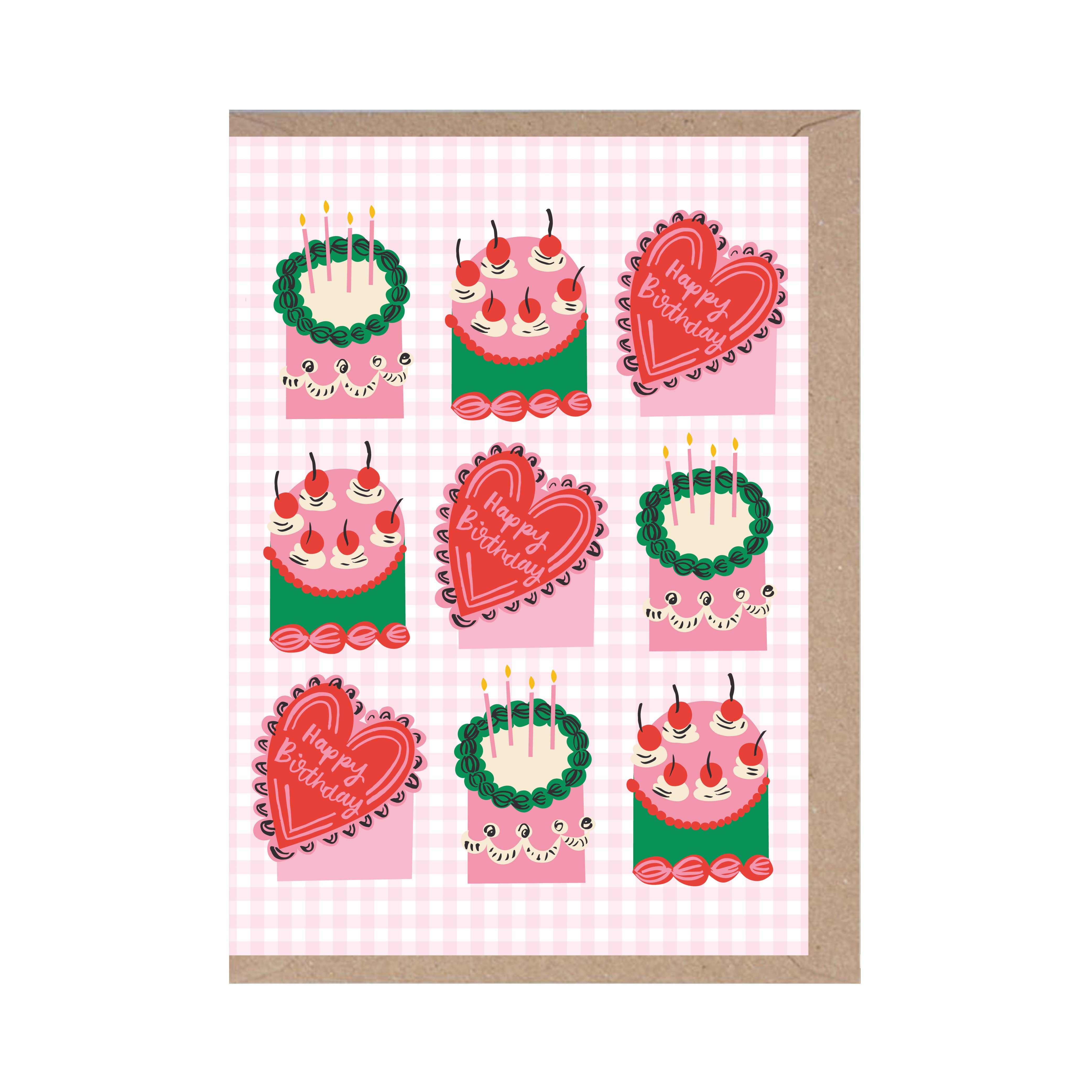 Rumble Cards x Ashley Le Quere Klappkarte Gingham Birthday Cakes