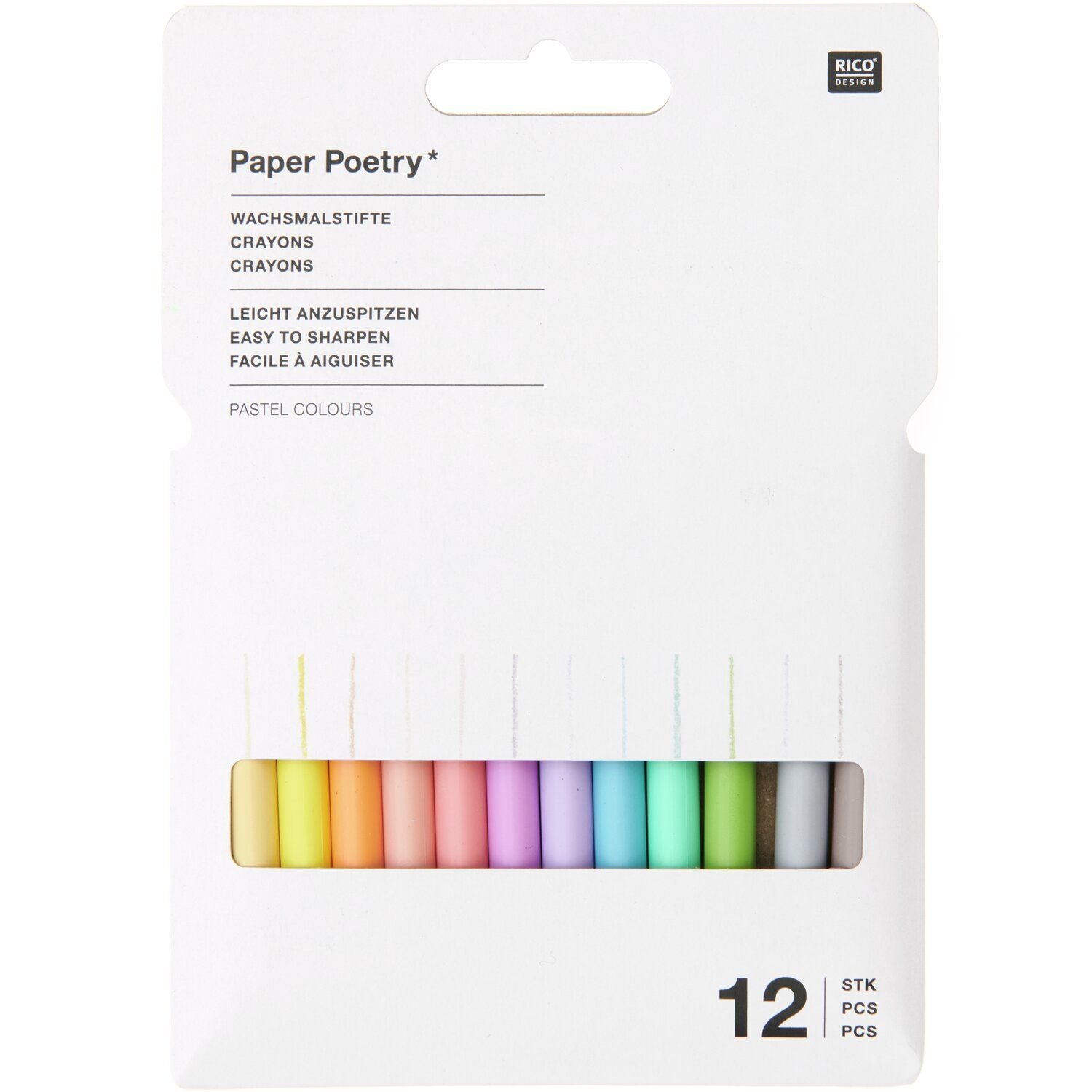 Paper Poetry Wachsmalstifte Pastell, 12 Stk