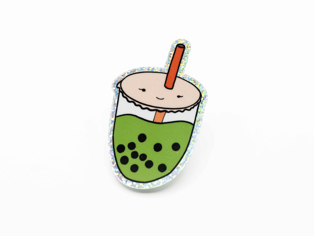 Reisundpapier Sticker Matcha Boba Glitter