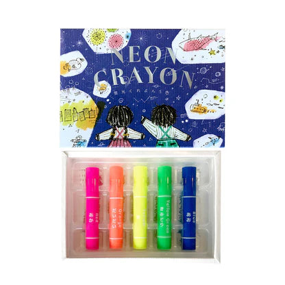 Kokuyo Wachsmalstifte Set Neon Crayon 5 Stk