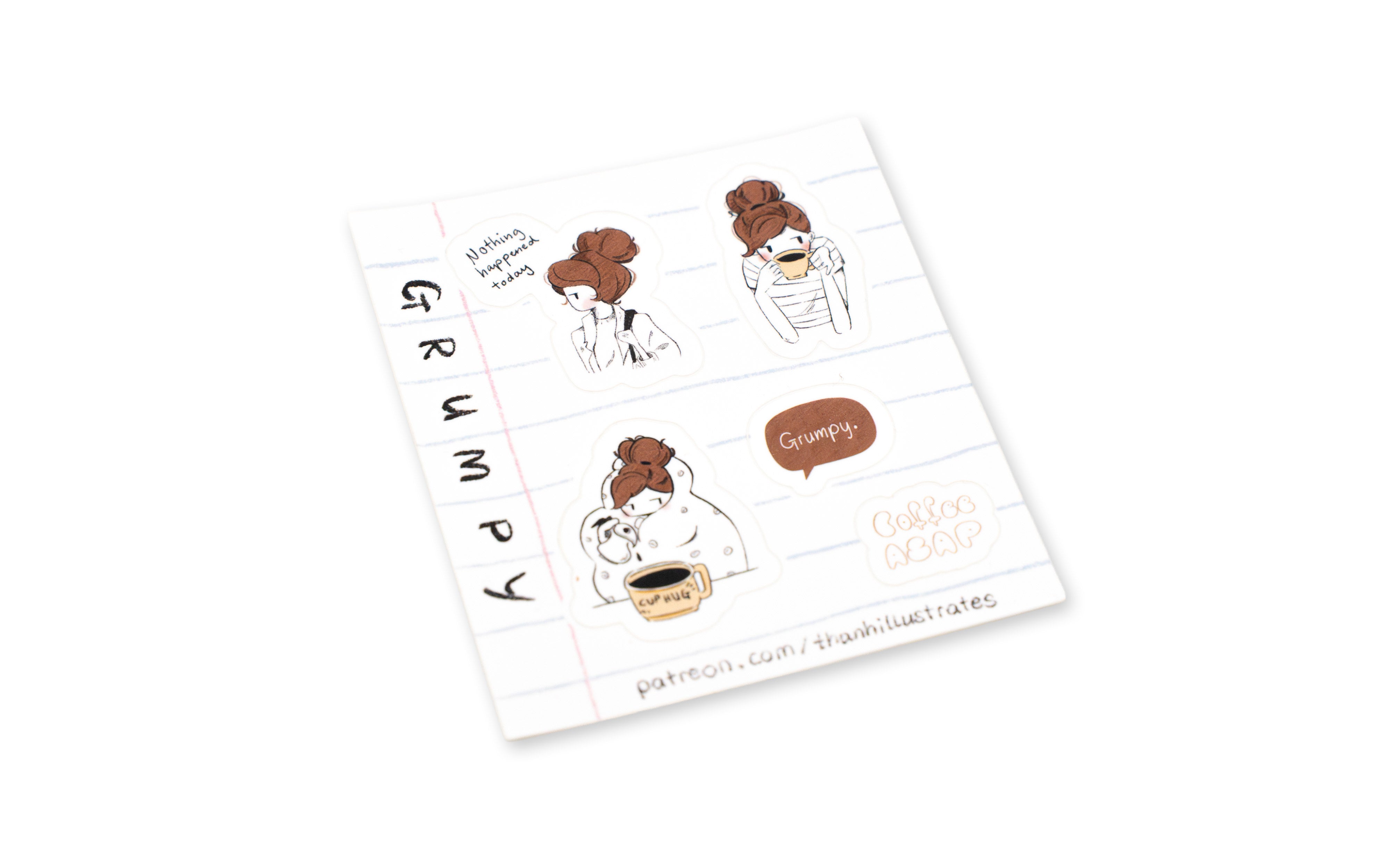 Thanh Illustrates Sticker Sheet Grumpy