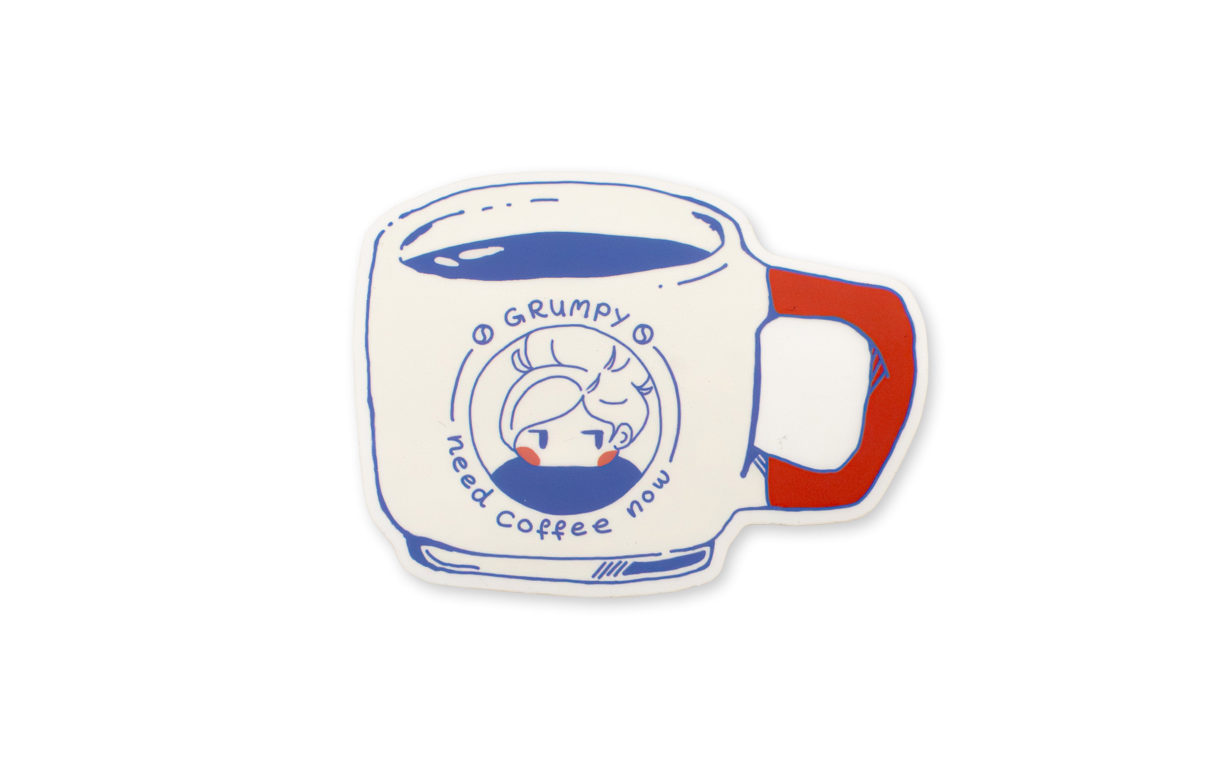 Thanh Illustrates Sticker Grumpy Need Coffee Now
