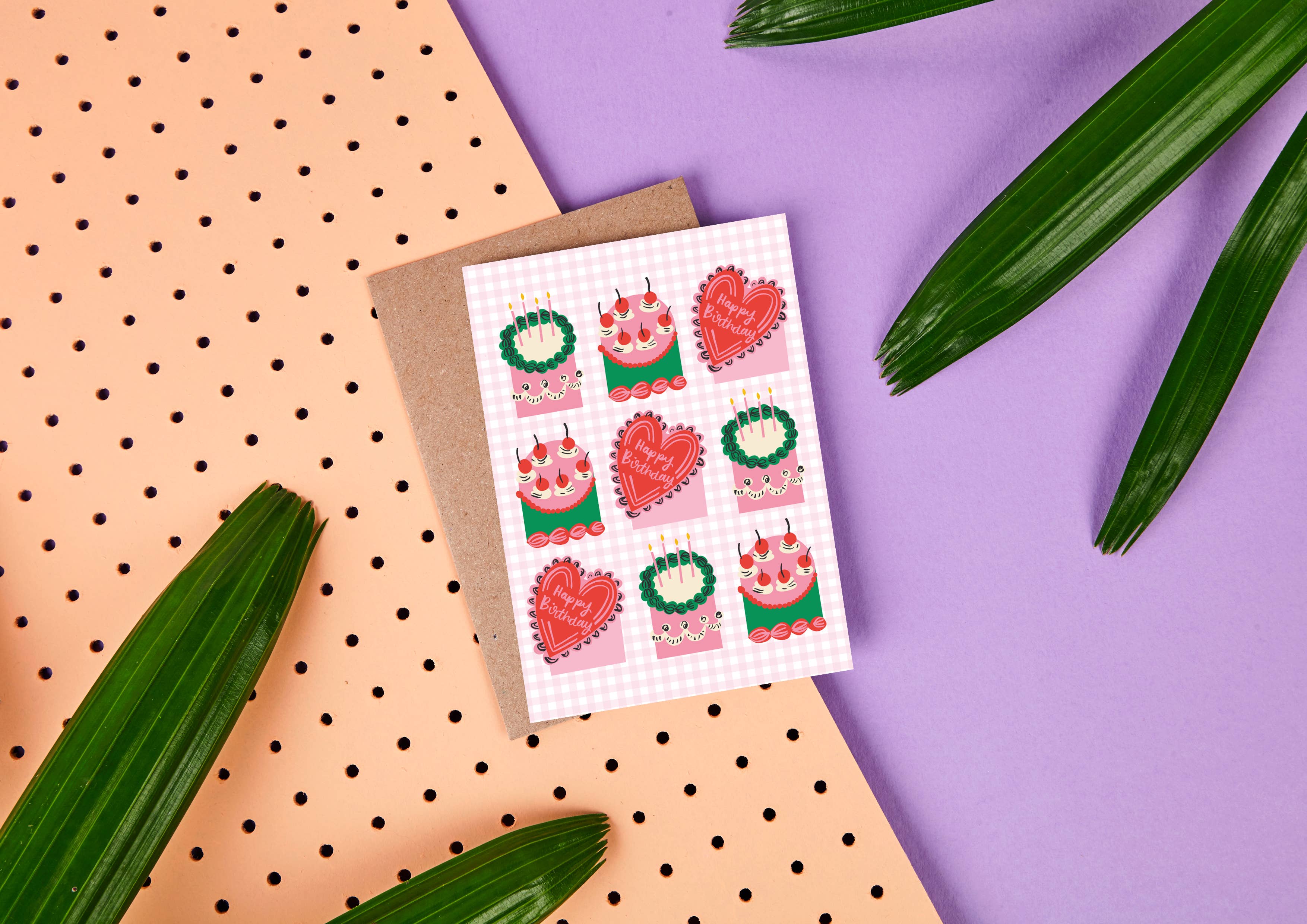 Rumble Cards x Ashley Le Quere Klappkarte Gingham Birthday Cakes