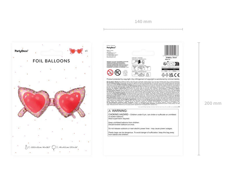 Folienballon Herzbrille