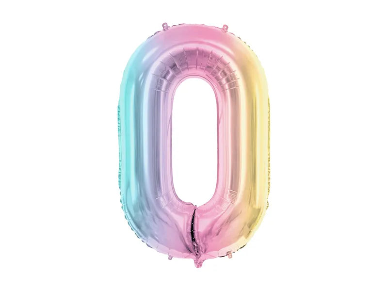 Folienballon Ziffer Pastell Regenbogen 86 cm