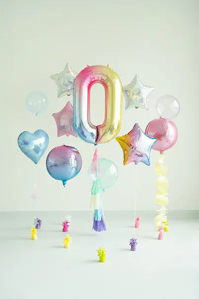 Folienballon Ziffer Pastell Regenbogen 86 cm