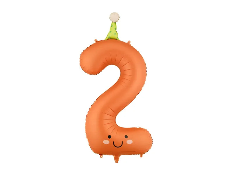 Folienballon Zahl 2 orange