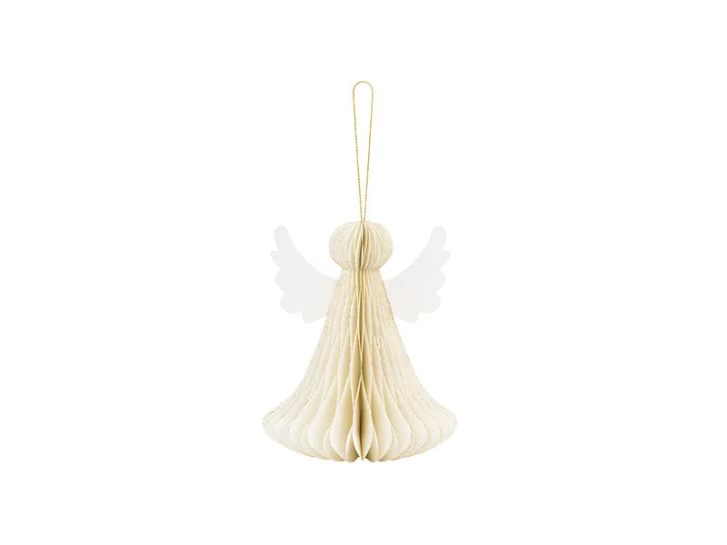 Papier-Dekoration honeycomb Engel, elfenbeinfarbig, 15 cm