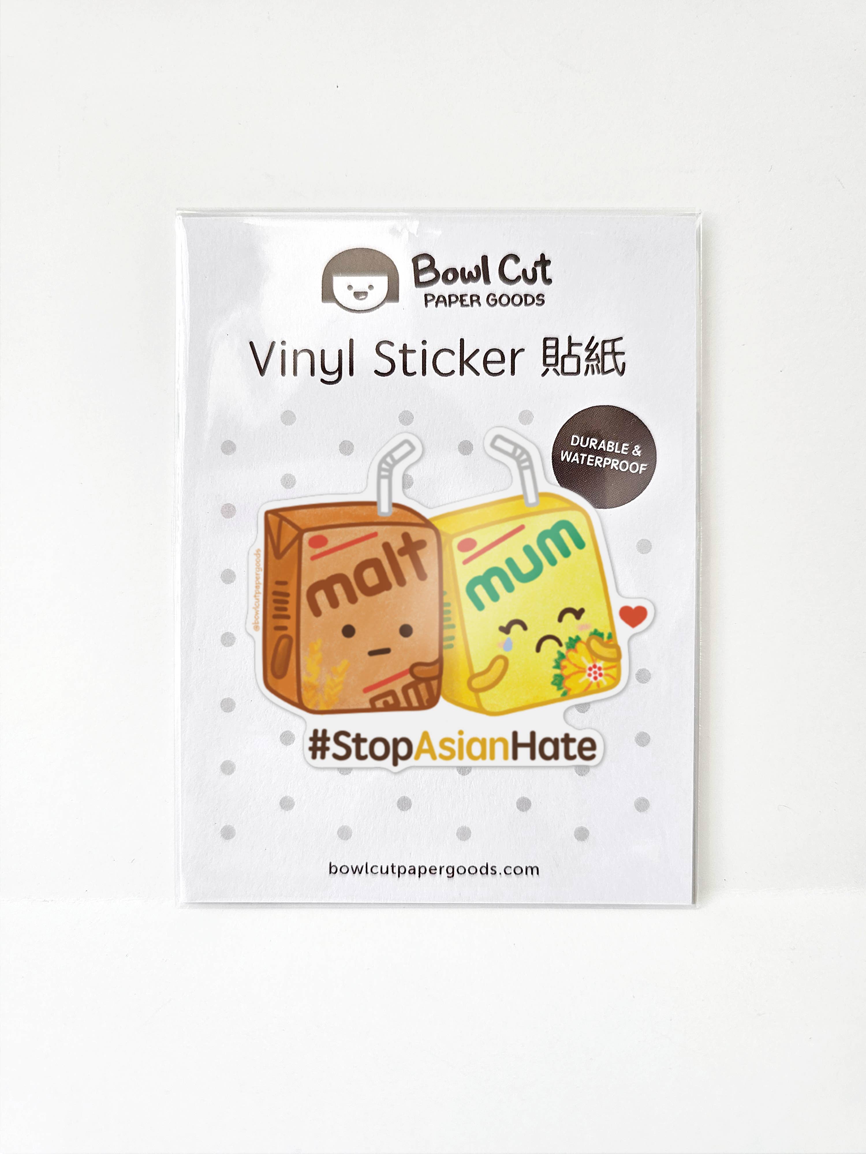 Bowl Cut Paper Goods Sticker Stop Asian Hate