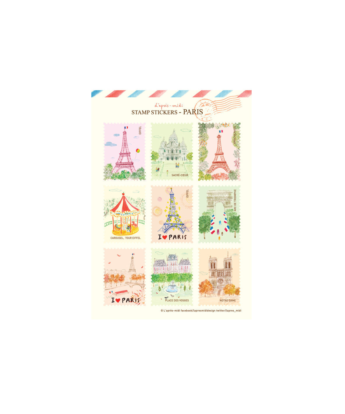 L'après Midi Sticker Postage Stamp Paris