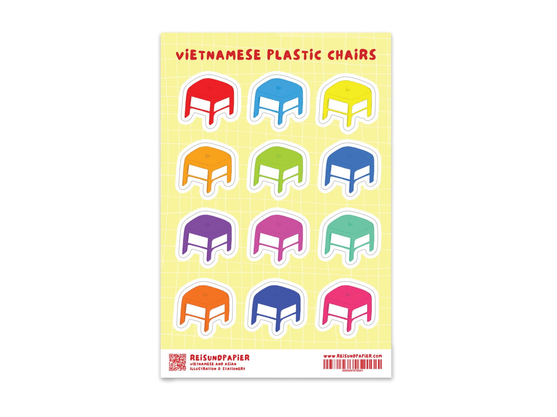 Reisundpapier Sticker Set Vietnamese Chairs