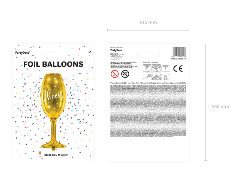 Folienballon Glas Cheers