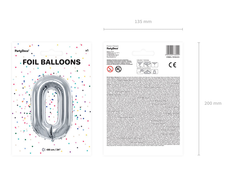 Folienballon Ziffer Silber 86 cm